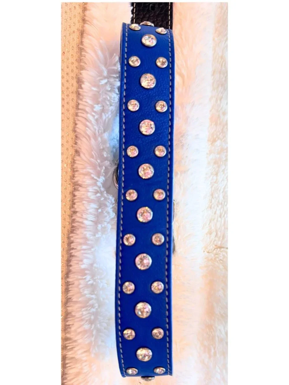 Swarovski Crystal Italian Leather Dog Collar (Like New) - Size 26
